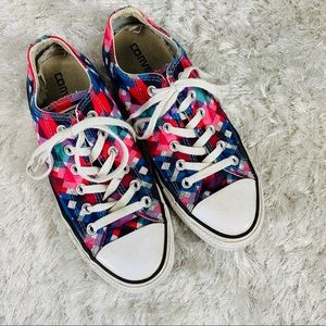 Converse Geometric Pattern Pink Blue Low Top Sz 8